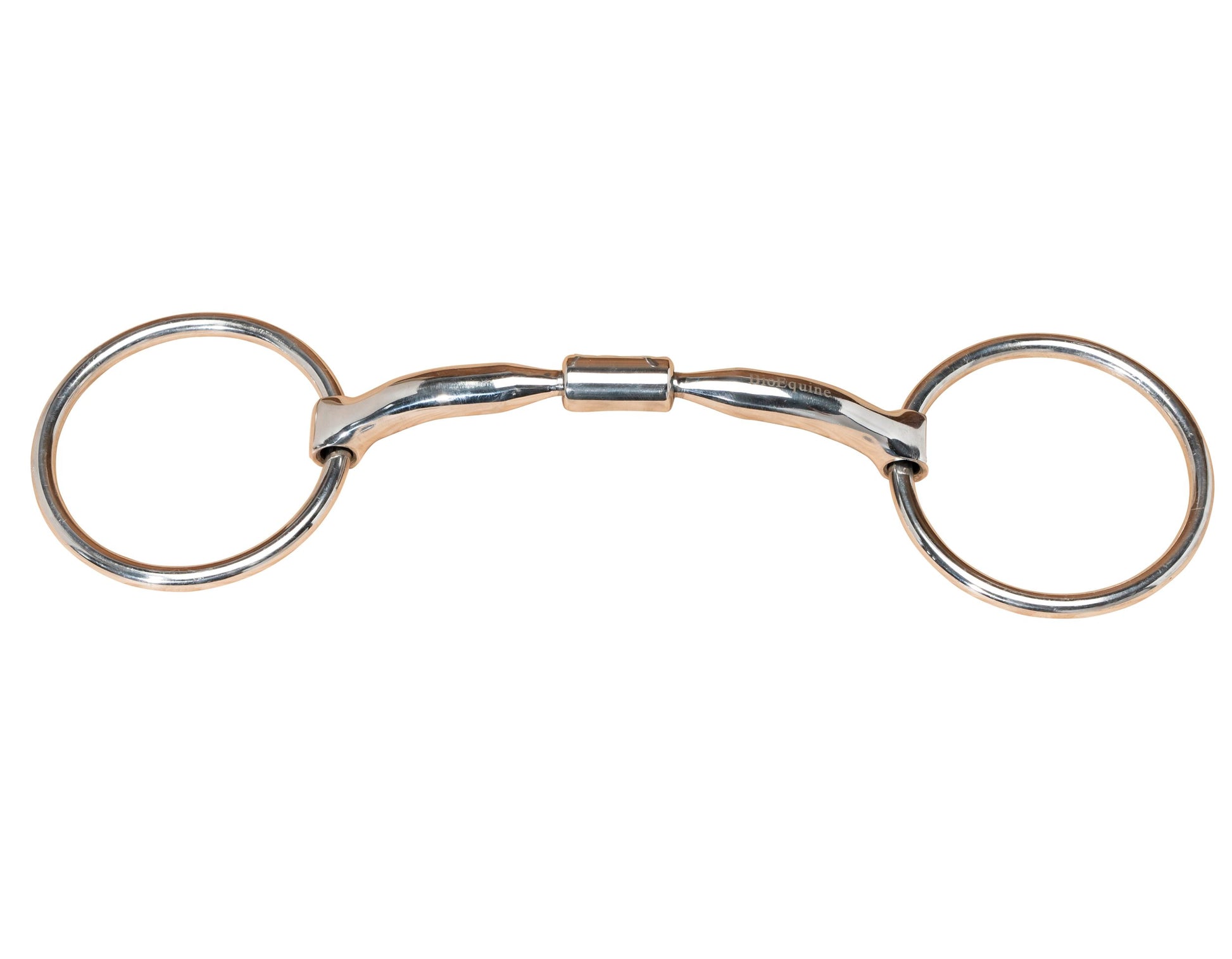 Horse bit, two rings with flexible metal connector